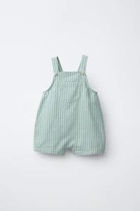 STRIPED OVERALL SHORTS