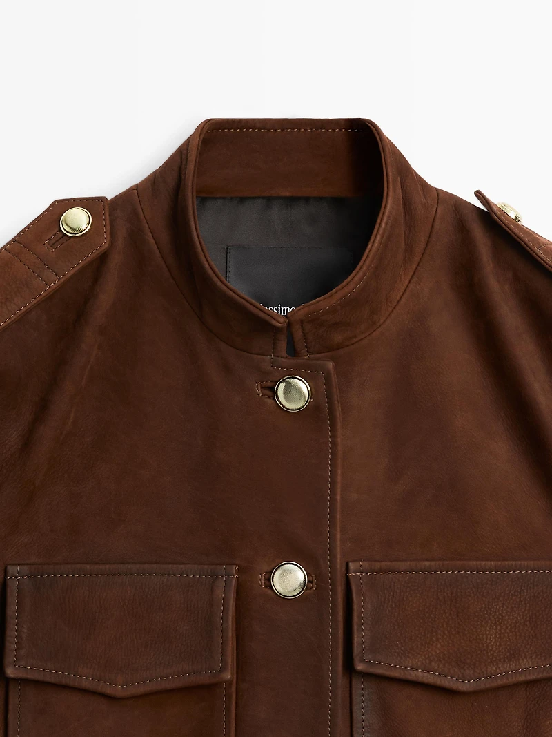 Suede leather safari jacket