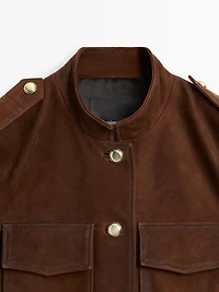 Suede leather safari jacket