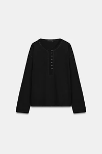 LINEN BLEND HENLEY SHIRT