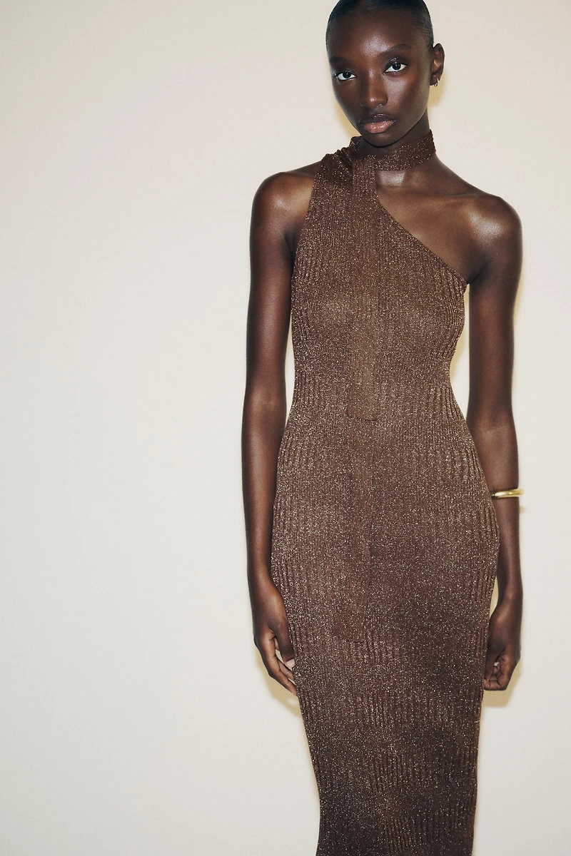 ASYMMETRIC SCARF MIDI DRESS