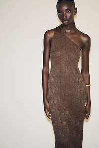 ASYMMETRIC SCARF MIDI DRESS