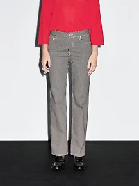 Striped low-rise straight-leg jeans