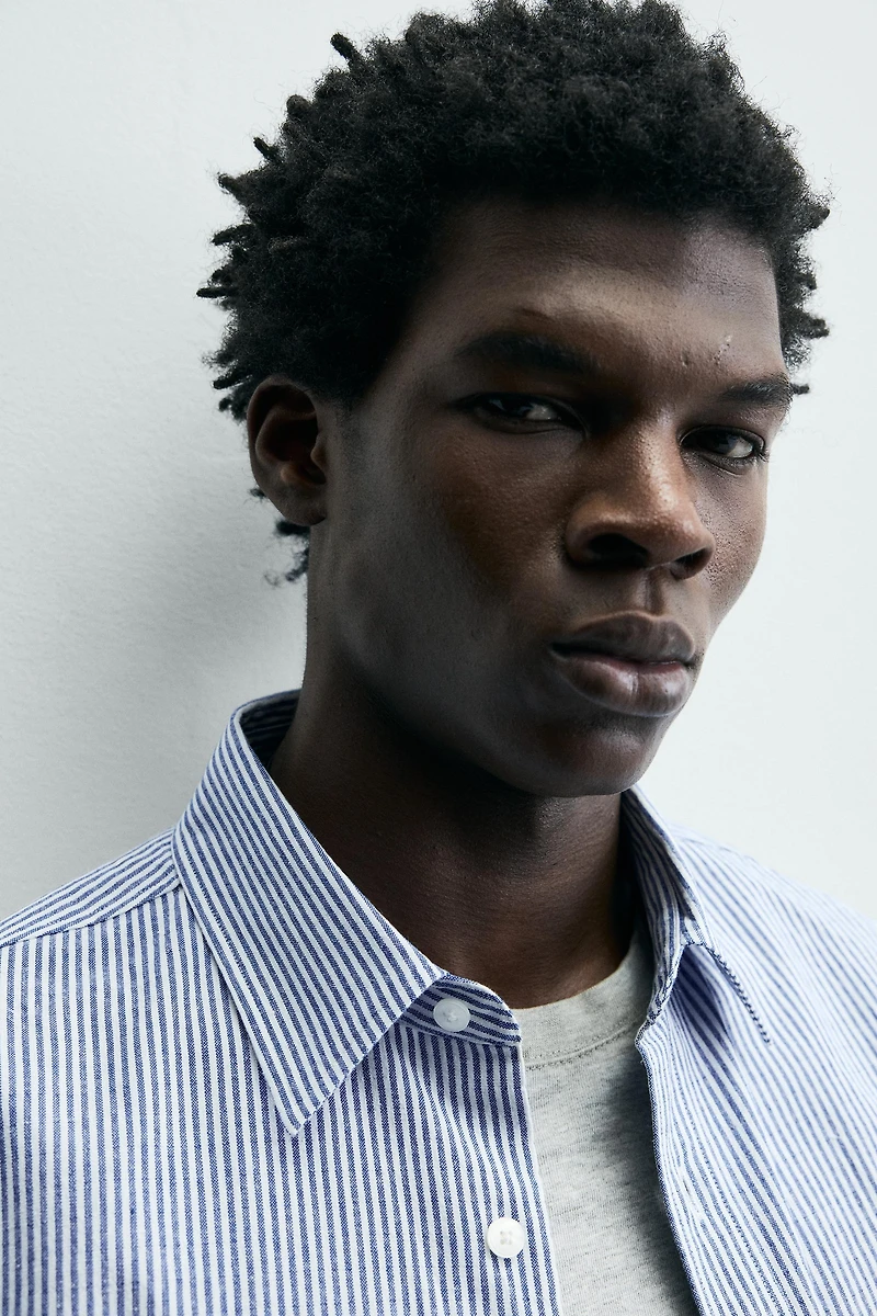 WRINKLED EFFECT STRIPED SHIRT