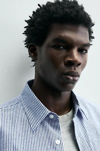 WRINKLED EFFECT STRIPED SHIRT