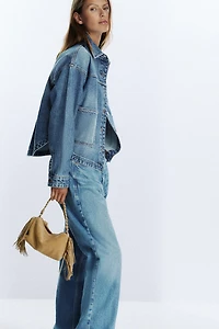 SPLIT LEATHER FRINGED MINI BAG