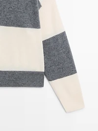 Pull en maille à col polo et rayures