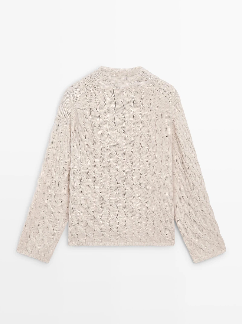Cotton blend knit sweater with knot details