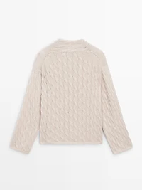 Cotton blend knit sweater with knot details