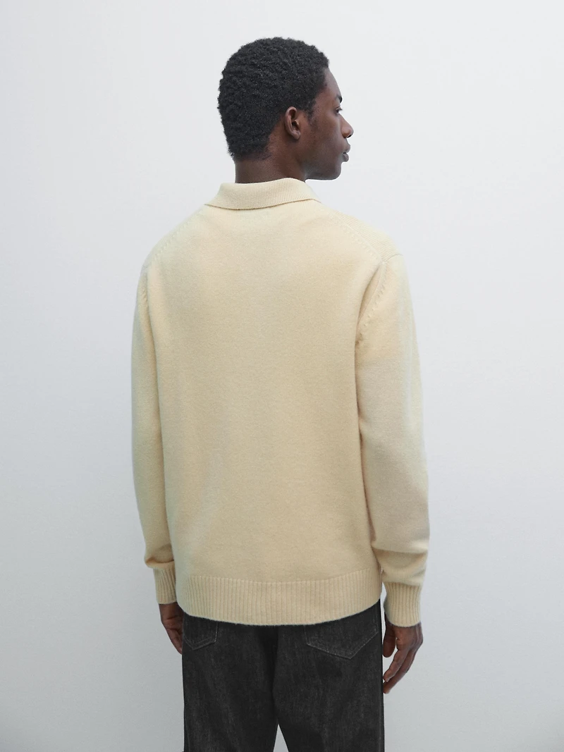100% wool knit polo sweater