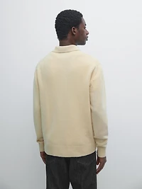 100% wool knit polo sweater