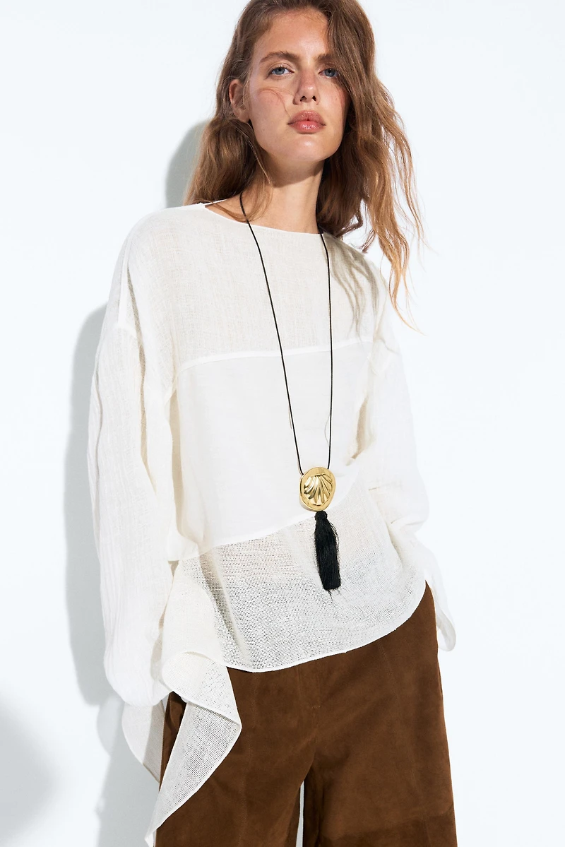 Flowing linen blend shirt