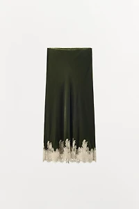 VELVET LACE MIDI SKIRT