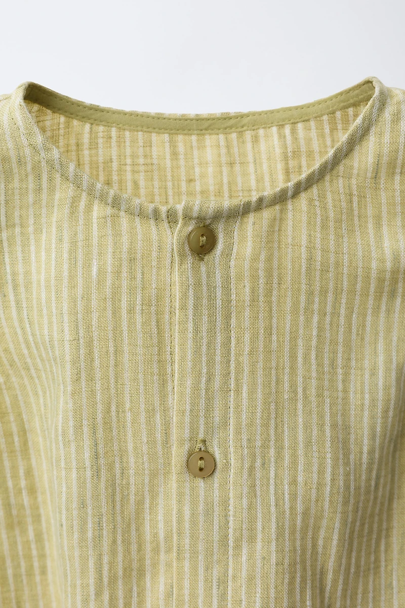 100% STRIPED LINEN ROMPER
