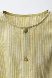 100% STRIPED LINEN ROMPER