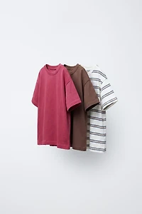THREE-PACK OF STRIPED AND SOLID T-SHIRTS