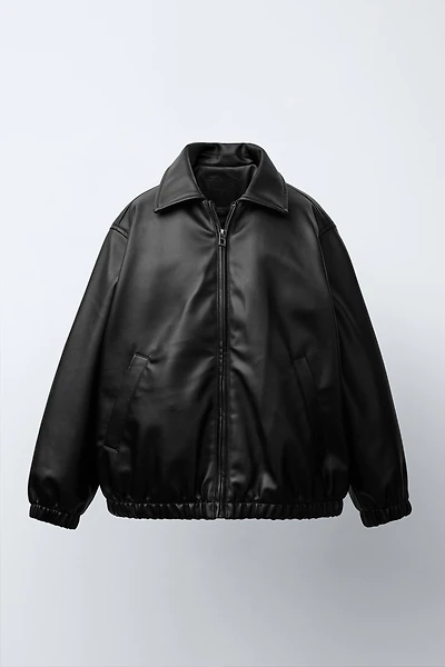FAUX LEATHER BOMBER JACKET