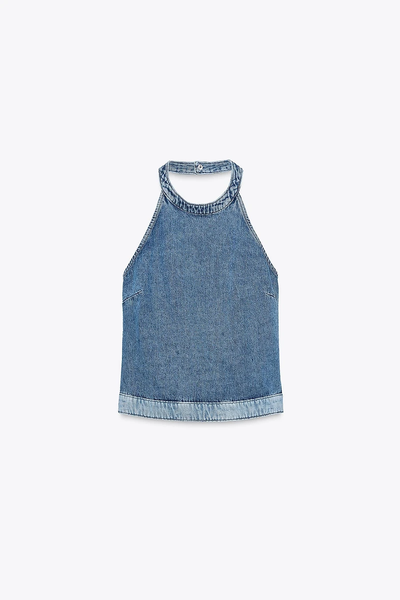 Z1975 COMBINED DENIM HALTER TOP