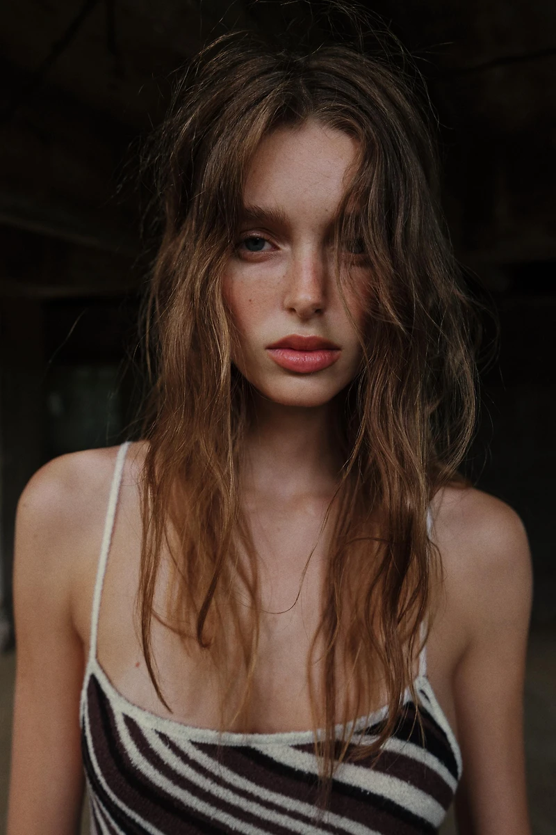 ROBE MIDI RUSTIQUE À RAYURES