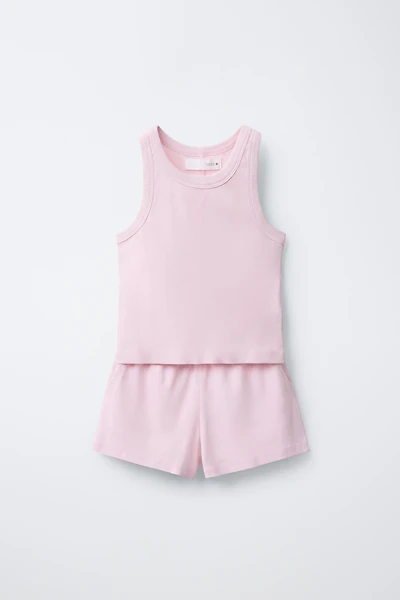 RIBBED WASHED TANK TOP AND BERMUDA SET