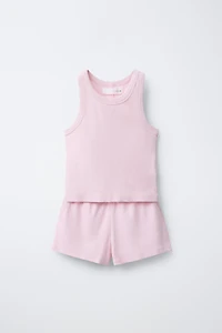 RIBBED WASHED TANK TOP AND BERMUDA SET