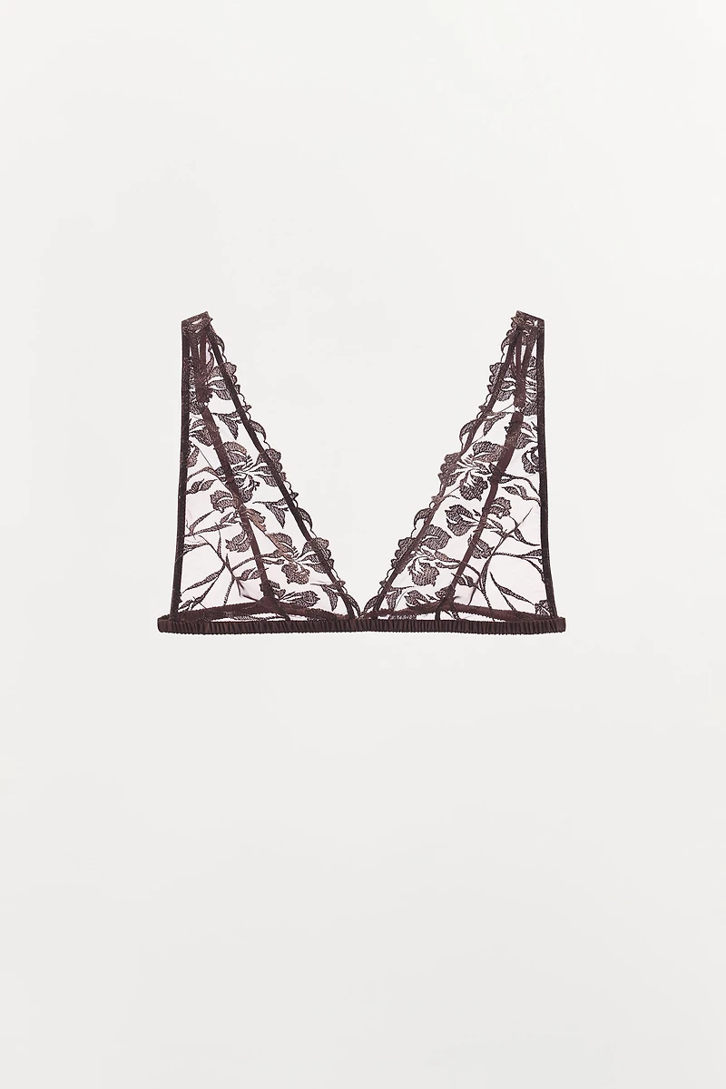 BRALETTE TRIANGLE BRODERIES DENTELLE
