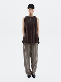 Long pleated nappa leather top - LIMITED