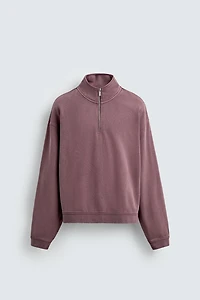 SWEAT DÉLAVÉ COL ZIPPÉ