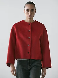 Wool blend jacket with seams