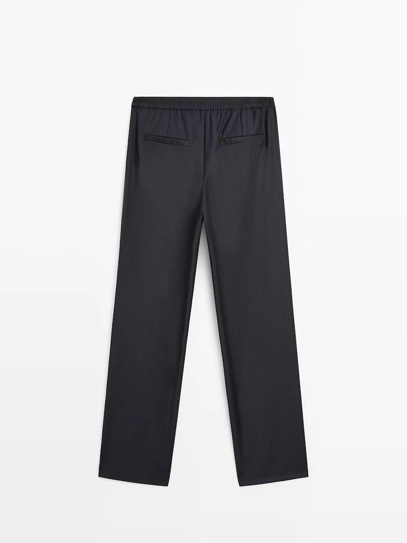 Pantalon à pinces et taille élastique
