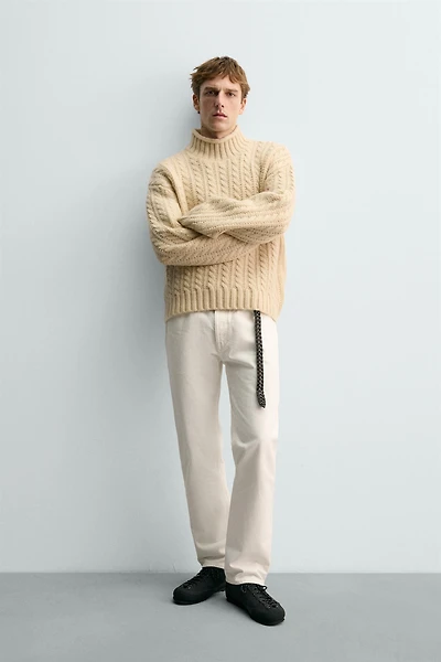 WOOL CABLE KNIT JUMPER AARON LEVINE X ZARA