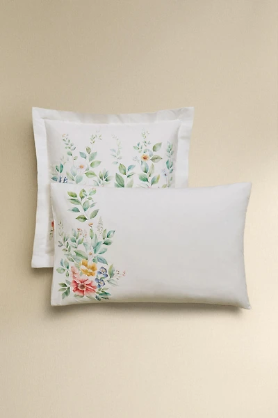 FLORAL PRINT COTTON PILLOWCASE