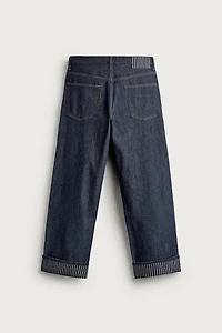 CONTRAST TURN-UP STRAIGHT FIT JEANS