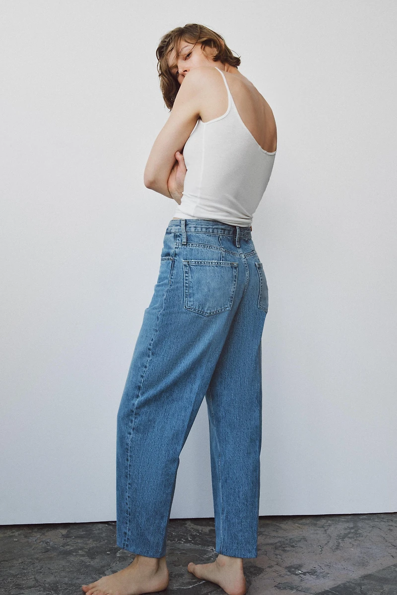 ZW COLLECTION HIGH WAIST STRIPED TAPERED JEANS