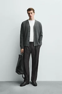 WOOL BLEND TEXTURED CARDIGAN