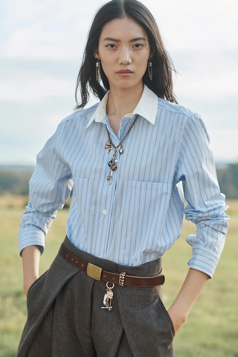 CONTRAST COLLAR STRIPED SHIRT LIMITED EDITION