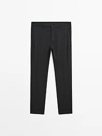 Cotton blend slim fit trousers