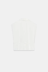 CHEMISE SATINÉE SANS MANCHES AVEC CEINTURE