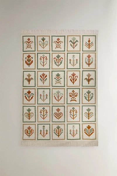 FLORAL WOOL AREA RUG