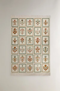 FLORAL WOOL AREA RUG