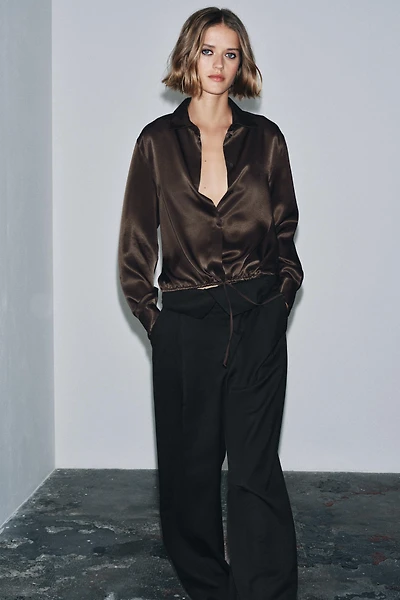 ZW COLLECTION SATIN EFFECT BLOUSE WITH TIES