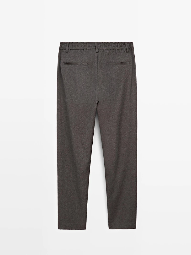 100% wool trousers with elasticated waistband