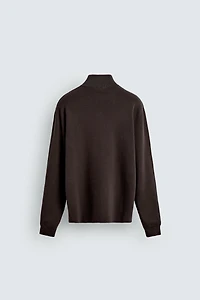 ZIPPERED PURL KNIT SWEATER