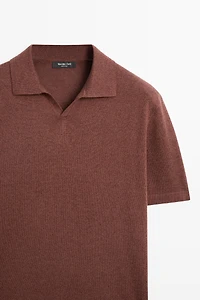 Pull polo en maille de lin