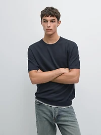 T-shirt en maille texturée à manches courtes