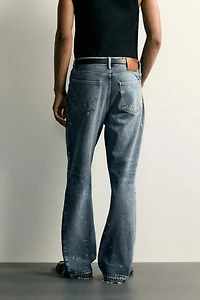 SPLATTER PRINT FLARE FIT JEANS