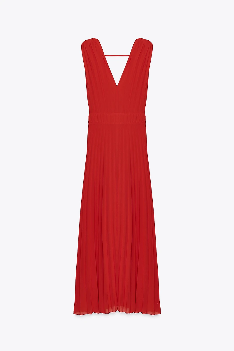 PLEATED MIDI DRESS