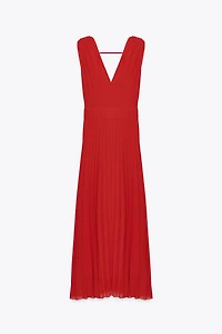 PLEATED MIDI DRESS