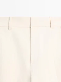 Linen and cotton barrel fit trousers