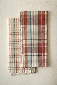 SET OF IRREGULAR CHECK COTTON KITCHEN TOWELS (SET OF 2)